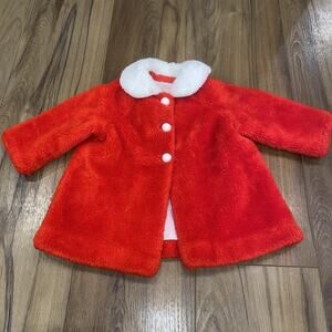 Toddler Red Faux Fur Jacket Vintage Holiday 2T